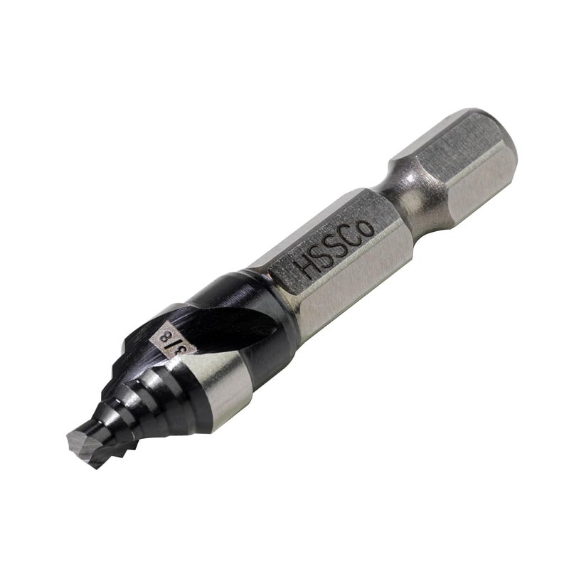 Jerax tools M35 HSS 3/8 Inch Step Drill Bit, Single Size Unibit with Double Spiral Flutes for Drilling Small Holes on Stainless Steel, Metal, Wood, Plastic - Image 1